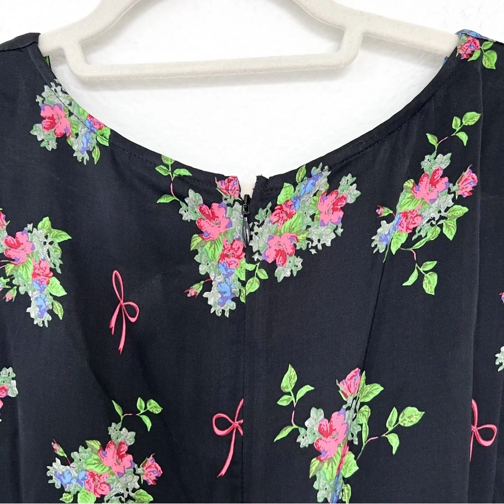 NWT For Love & Lemons Wilson Print Ruched Midi Dress in Polka Dots & Floral - Picture 9 of 10